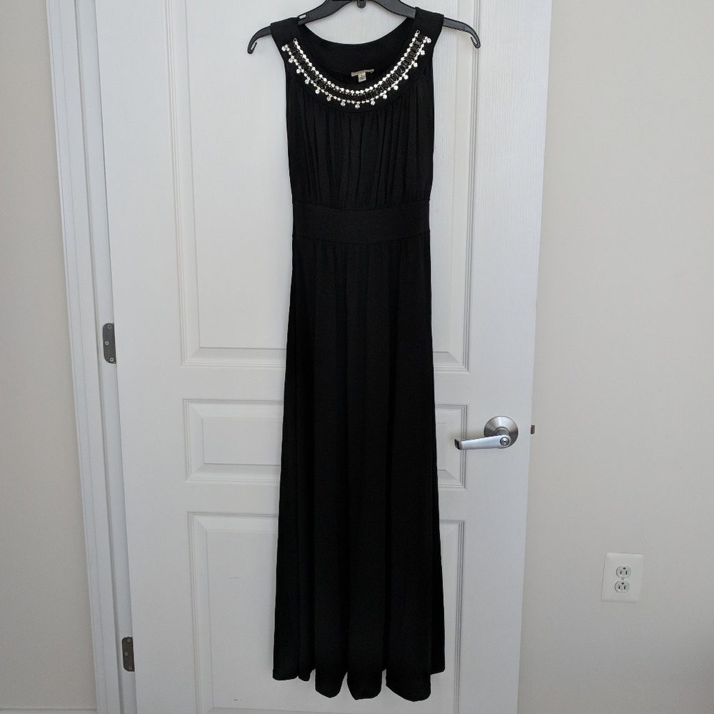 Long Black Jeweled Dress